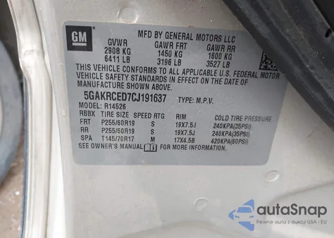 2012 Buick Enclave Leather z USA, uszkodzony, nr VIN 5GAKRCED7CJ191637